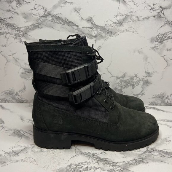 Timberland Shoes Timberland Jayne Double Buckle Boot Women Size 8 Black Leather Combat Ankle